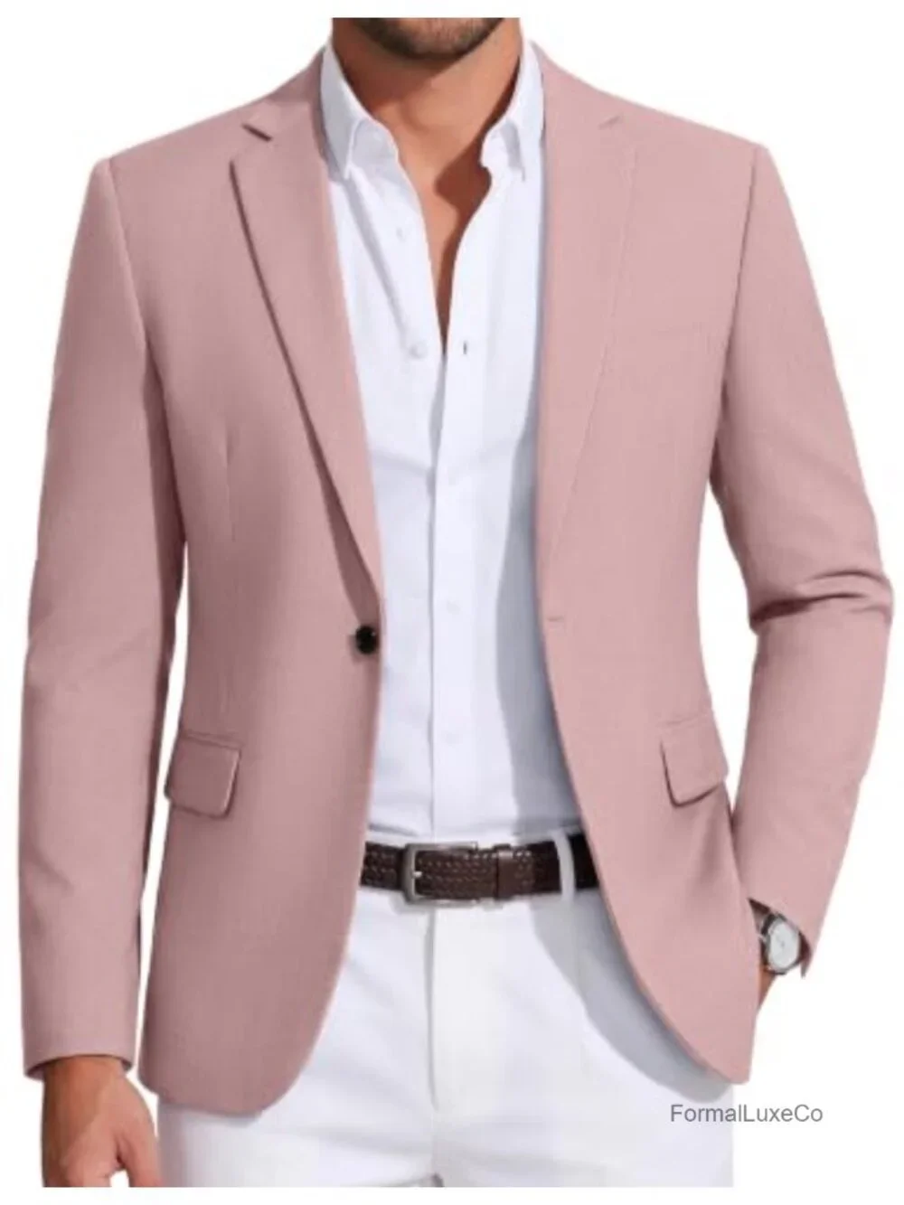 Sport Coat One Button Notch Lapel Lightweight Men's Blazer Business Suit Jacket